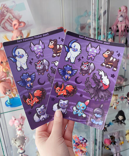 Hoja de stickers pokes dark
